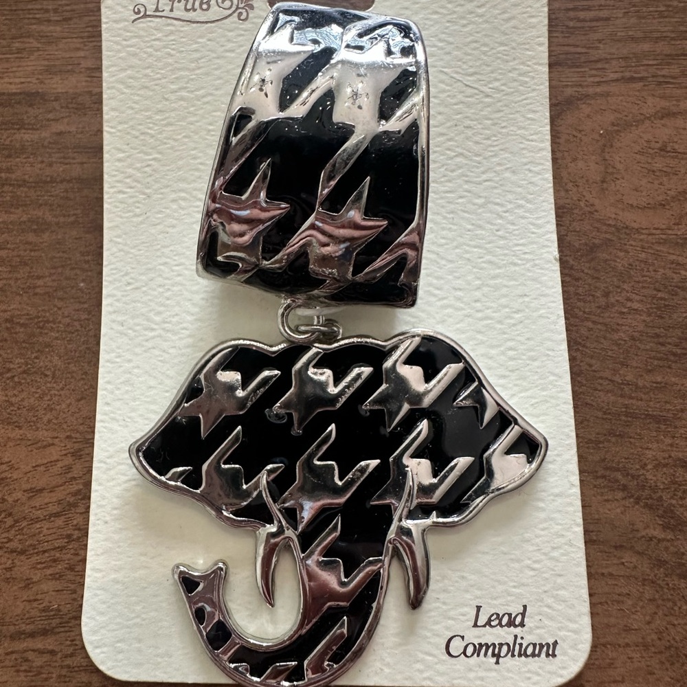 Black and Silver Elephant Pendant for Necklace